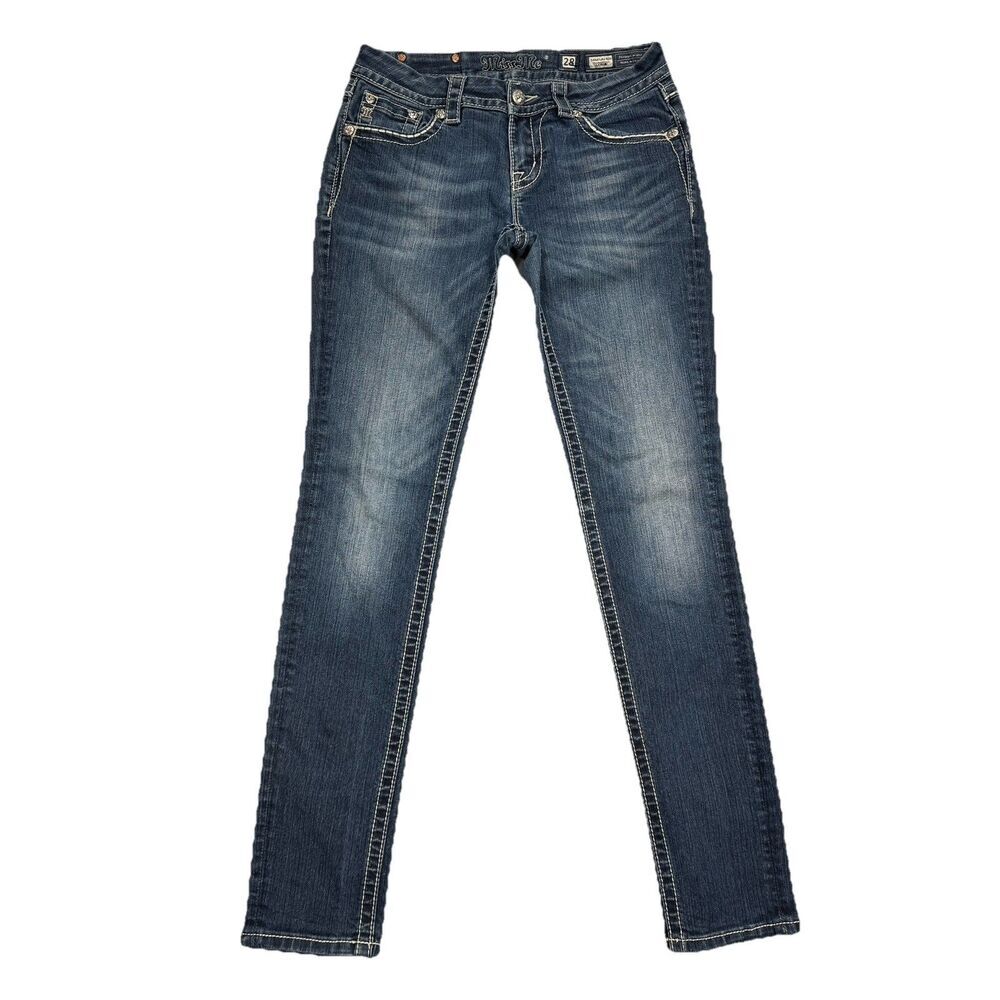 Miss Me Skinny Jeans Womens 28 Blue Embellished Signature Rise Measures 29 x 32